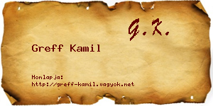Greff Kamil névjegykártya